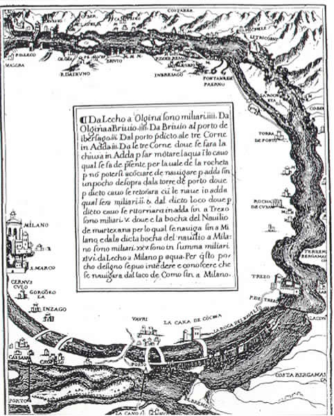 Naviglio Martesana. Decreto del Pagnano. Pianta schematica